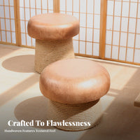 Rope-Wrapped Round Stool Stable and Long-Lasting Small Round Ottoman Padded