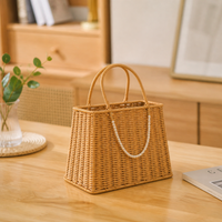 Wicker Basket with Handle, Wicker Gathering Trug, Pastoral Brown Storage for Fruit, Picnics & Garden Harvest