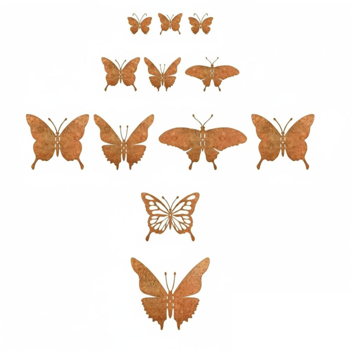12 Pieces Vintage Butterfly Wall Art Rust Finish Outdoor Decoration Handcrafted for Garden