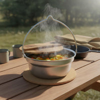 Portable Stainless Steel Camping Pot Hanging Design Suspended Camp Pot Easy to Clean Stainless Steel Camp Kettle for Campers, Barbecue