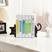 Cute Black Cat Shaped Iron Bookend, Creative Cartoon Bookend for Desk Storage