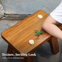 Rectangular Wooden Stool Rustic Design Small Bench Space-Saving for Homeowners