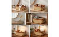 Basketweave Storage Container Basket Rectangular Storage Basket with Handles Reinforced for Lavatory, Vanity, Home Office