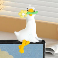 Silly Goose Figurine Cute Lazy Duck Desk Buddy Playful for Car Dashboard