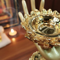 2 Pieces Butter Lamp Stand Spiritual Ambiance Hand Shaped Lamp Holder Elegant