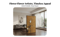 Classical Chinese Aesthetic floral flower Folding Panel Foldable Room separater Decorative Background Space Partition Freestanding for Art admirers, Studio Apartment Dwellers, Interior Designers, Bedroom, Study