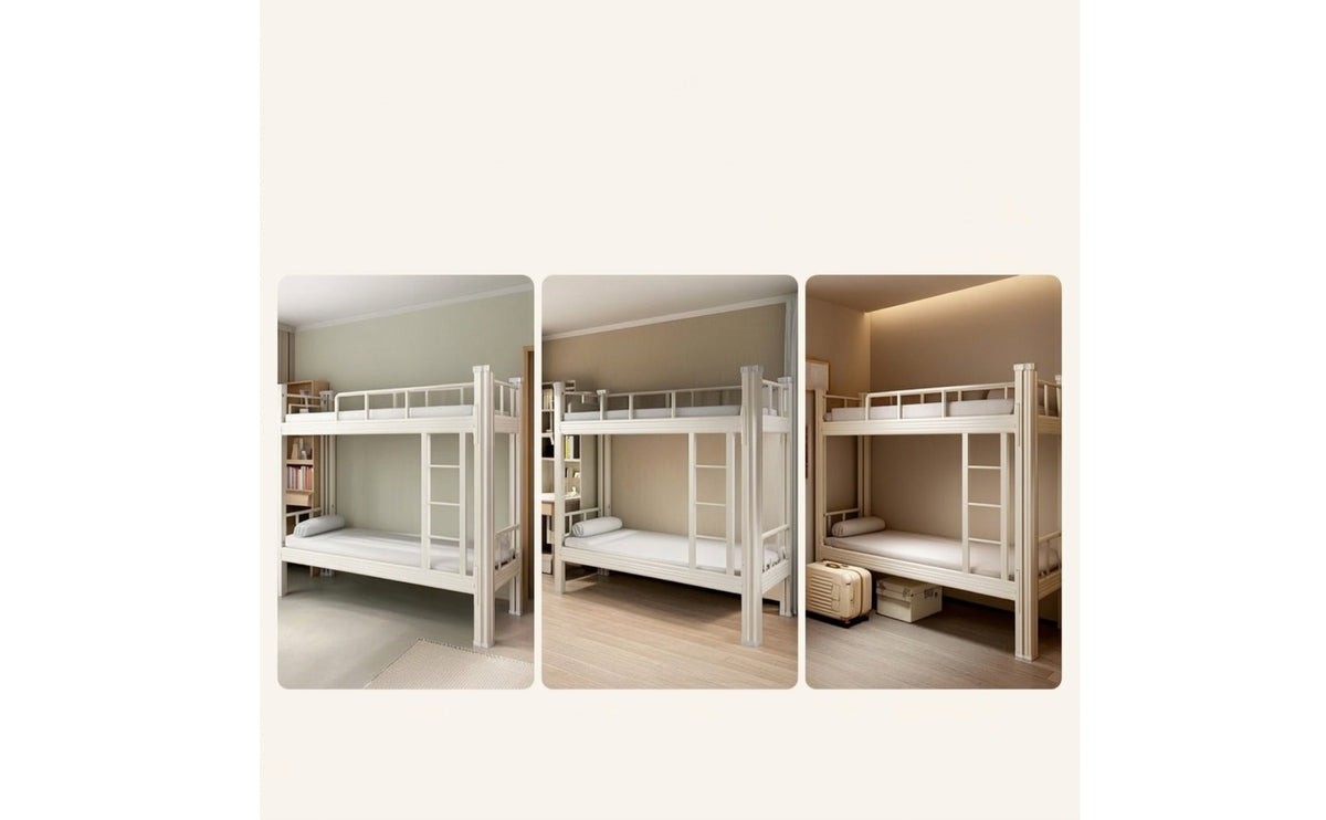 Metal Bunk Bed Space-Saving Bunk Bed with Mattress Bunk Bed Furniture for Students, Roommates, Dormitory, Student Room, Shared Apartment