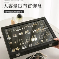 Black Jewelry Box with Compartments for Necklaces, Rings, Earrings, Bracelets, Dustproof with Lid