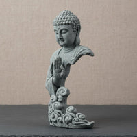 Buddha Head Statue Artistic Display Stone Buddha Decor Artisan-Made for Tea Room