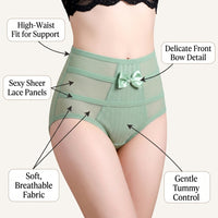 Women's Knickers High Waisted with Lace Trim for Everyday Wear, Breathable Shapewear Control Pants, Smooth Fit and Comfort for Workwear