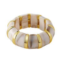 Glossy Marbled Resin Bracelet Polished Stretch Bangle Slip-on Chunky Bangle Bracelet Stretchy