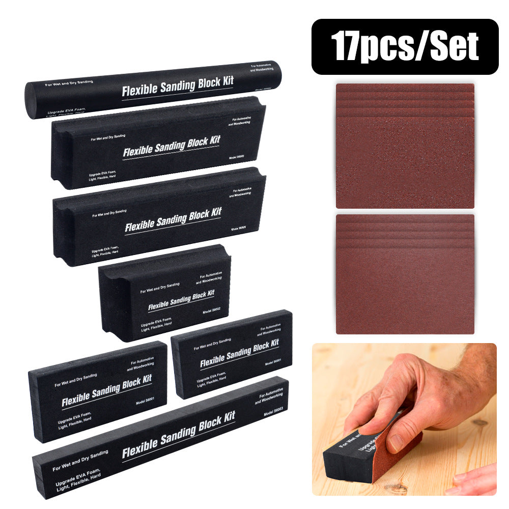 7/12pcs Black EVA Sanding Blocks for Woodworking and Auto Body