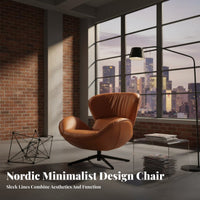 Upholstered rotating Armchair Nordic Design Single Sofa Modern type Ergonomic spine supportrest for Homeowners, Home Office