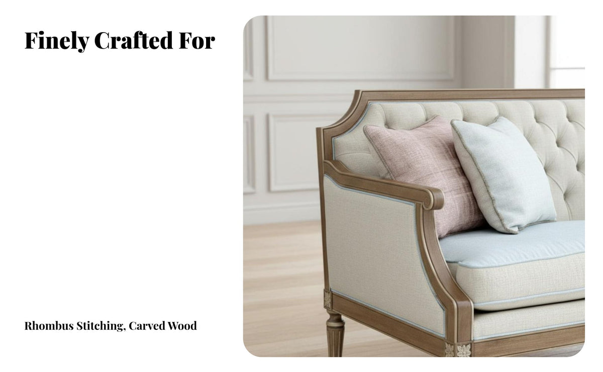 French & design curved-Shaped Settee Space-Saving Sofa Modern Design Couch Soft Cushions for Apartment Dwellers, Families, Homeowners, Living Room, Small areas, Lounge Area
