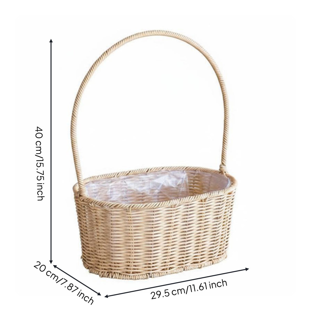 Woven Flower Basket Decorative Storage Basket with Handle Easy to Clean Home Storage
