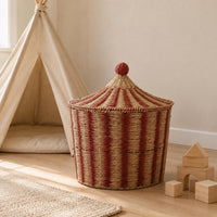 Lidded Storage Basket Decorative Paper Rope Basket Renewable Material