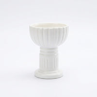 Ceramic Roman Pillar Candle Holder, Glossy Green