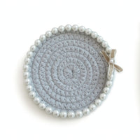 Heat-Insulation Mat with Pearl Edge Handmade Place Mat Farmhouse for Tea Party