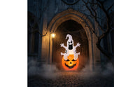 Inflatable Ghost with Pumpkin Base Spooky Ghost with Pumpkin Yard Decoration Lightweight Easy to Store for Garden, Porch