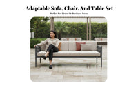 4 Pieces Weather-Resistant 4-Piece Sofa Group durable Wood Frame Outdoor Furniture Low Maintenance Patio Set sturdyDuty Construction for Hotel Owners, Entertainers, Terrace, Backyard, Balcony, waterside