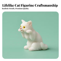 Cute Cat Figurine Lifelike Pose Realistic Kitten Model Multi-Purpose for Desktop, Car Dashboard, Bookshelf