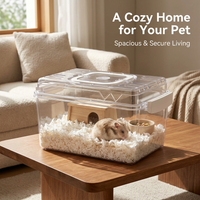 Clear Acrylic Hamster Cage, Large Hamster Cage with Accessories, Transparent Small Animal Habitat, Portable Hamster Travel Cage with Handle