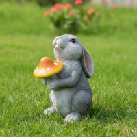 Solar Garden Statue Rabbit Ornament with Lantern LED Figurine Resin Sculpture for Yard Lawn Decoration with Solar-powered Lighting Suitable for Patio Walkway Flower Bed Outdoor Use
