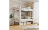Metal Bunk Bed Space-Saving Bunk Bed with Guardrails Heavy-Duty Furniture for Kids, Students, Shared Bedroom, Dorm Room, Accommodation for Students