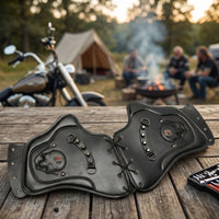 Saddle Embellishment with Rebellious-Gothic-Influenced Frame Trim Retro Motorcycle Accessory for    Riders, Street Riding