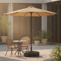 Patio Umbrella with Base Round Outdoor Umbrella with Base Manual Open for Homeowners, Cafe Owners, Backyard, Garden, Poolside
