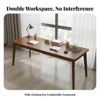 2 Person Desk Spacious Tabletop Solid Wood Computer Desk Thickened Desktop Long Wooden Study Table for Professionals, Remote Workers, Office, Bedroom