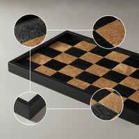 Checkerboard Tray Matte Black Rectangular Tray Shallow for Shelves