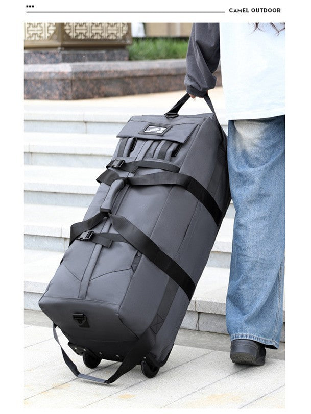 Large Capacity 158 Aviation Check-in Luggage Bag with Folding Universal Wheels, Travel Duffel for Study Abroad, Airplane, Moving