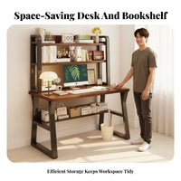 Desk with Bookshelf Writing Desk with Drawers Multi-functional Study Table Engineered Wood Stable Construction Suitable for Students Bedroom Dorm Room