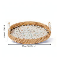 Home Decor Wicker Basket Tray with Handles Portable Woven Basket Tray with Handles Lightweight Versatile for Hosts, Tabletop, Kitchen, Picnics