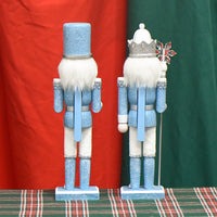 30cm Sky Blue Glitter Nutcracker King Wooden Craft Christmas Decoration
