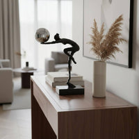 Cast Iron Decor Sculpture Metal Texture Abstract Dancer Figurine Eye-Catching Display Gymnast Statue for Living Room, Bedroom, Tv Stand