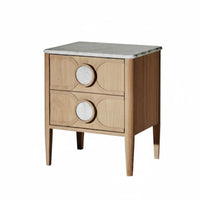 Single-Drawer End Table Minimalist aesthetic Nightstand Stone-Look Top Multi-Purpose for Homeowners, Students