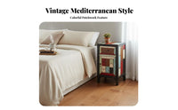 3-Drawer Colorful Cabinet Vintage visual American Country Nightstand space-saving Size for Renters