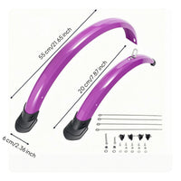 Sturdy Bike Mudguard Set with Hardware Glossy Full-Coverage Bike Fenders Lightweight Full Coverage Mudguard Set Stable for City Riding