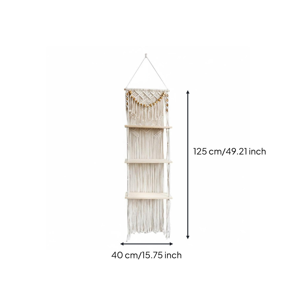 Three-Tier Wall Shelf Easy to Hang Macrame Wall Shelf Long-Lasting for Apartment