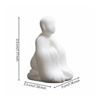 White Porcelain Monk Statue High-Temperature Fired White Porcelain Statue Handmade Craft Ceramic Monk Sculpture for Meditation Lovers, Study Room