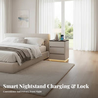 Smart Charging End Table Modern Design Nightstand Spacious Storage for Parents