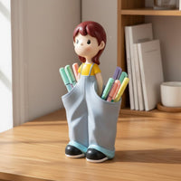Gift Idea Cute Desktop Pen Cup Multifunction Girl Figure Pen Holder Decorative Design Creative Office Desk Holder Multi Purpose for Girls, Students