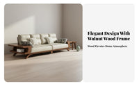 Black Walnut Frame Sofa Deep Seat Solid Wood Sofa with Storage Ergonomic Living Room Design Room Furniture for Families, Homeowners, Home, Lounge Area