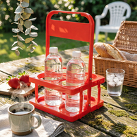 4 Bottle Foldable Beer Rack Foldable Folding Bottle Carrier Sturdy for Party