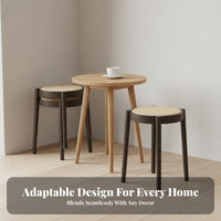 Stackable Round-Top Stool Mortise and Tenon Joint Stackable Woven Top Stool