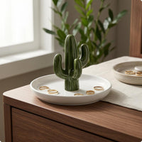 Ceramic Band Holder Botanical Shaped Ceramic Jewelry Tray Glazed Finish