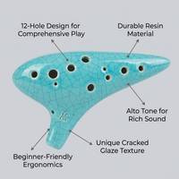 12 Hole Alto Ocarina, Master Tuned Alto Instrument, Beginner Ocarina with Song Book, Decorative Ocarina Leisure Activity