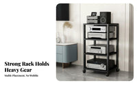 1 Piece Amplifier Stand Heavy Duty Audio Rack Steel Frame Rolling Equipment Stand Stable Multi-tier Storage Suitable for Audiophiles Home Theater Living Room